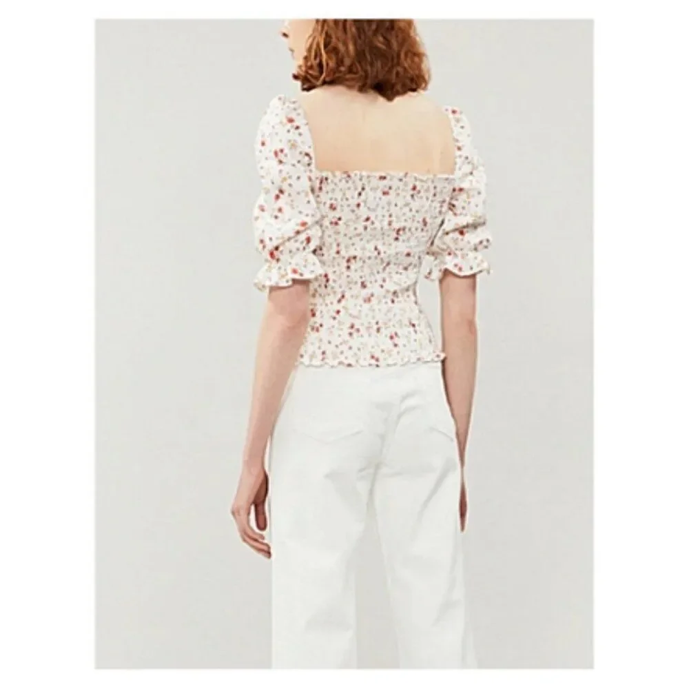 💕REFORMATION Clementine Ruched Floral Linen Top ~ Veronica Micro Floral XS NWOT